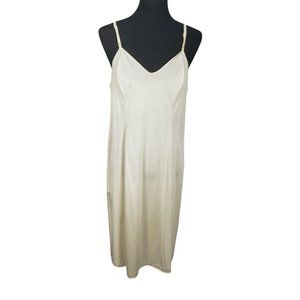 VANITY FAIR Women's Vintage Intimates Cream Off White Nylon Double Side Slit Sli